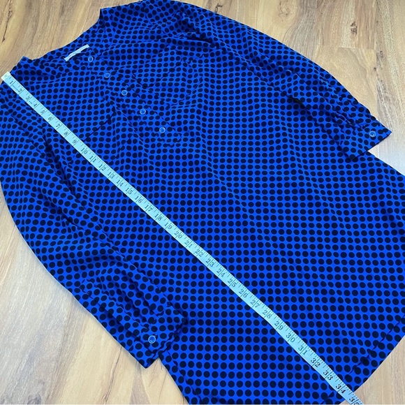 Gap Deborah Polka Dots Blue Black Shirt Dress Knee Shift Pop Over Long Pockets S - Picture 10 of 11